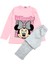 Kız Çocuk Pamuklu Pembe-Gri Renk Minnie Desenli Taytlı Takım 2