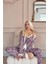 Mor Zeytin Dalı Desenli Sabahlıklı Pegasus Pijama Takımı 3