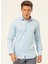Slim Fit Klasik Yaka Armürlü Mavi - Buz Erkek Gömlek GM2024700409 1