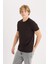 %100 Pamuk Slim Fit Dar Kesim Bisiklet Yaka Baskılı Kısa Kollu Tişört D5567AX25SP 4