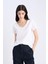 Regular Fit V Yaka Basic Düz Kısa Kollu BeyazTişört K1507AZ25SM 3