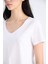 Regular Fit V Yaka Basic Düz Kısa Kollu BeyazTişört K1507AZ25SM 5