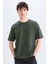 Oversize Geniş Kalıp Bisiklet Yaka Basic Düz Kısa Kollu Tişört E6885AXNS 1