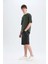 Oversize Geniş Kalıp Bisiklet Yaka Basic Düz Kısa Kollu Tişört E6885AXNS 2