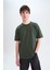 Oversize Geniş Kalıp Bisiklet Yaka Basic Düz Kısa Kollu Tişört E6885AXNS 3
