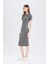 Bodycon Vücudu Saran Bisiklet Yaka Basic Düz Fitilli Kaşkorse Kısa Kollu Midi Elbise E6926AX25SP 1