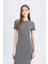Bodycon Vücudu Saran Bisiklet Yaka Basic Düz Fitilli Kaşkorse Kısa Kollu Midi Elbise E6926AX25SP 3