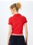 Fermuar Detaylı Slim Fit Drapeli Kısa Kollu Crop Tişört 4