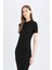 Bodycon Vücudu Saran Bisiklet Yaka Basic Düz Fitilli Kaşkorse Kısa Kollu Midi Elbise E6926AX25SP 3