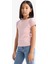 Kız Çocuk Slim Fit Dar Kesim Bisiklet Yaka Basic Düz Fitilli Kaşkorse Kısa Kollu Tişört B3053A825SM 3