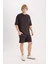 Loose Fit Bisiklet Yaka Kısa Kollu Ağır Kumaş Basic Düz Tişört B4844AX25SP 2