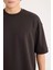 Loose Fit Bisiklet Yaka Kısa Kollu Ağır Kumaş Basic Düz Tişört B4844AX25SP 4