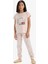 Kız Çocuk Pijama Takımı Baskılı Kısa Kollu Üst Beli Lastikli Uzun Alt E0542A825SM 2