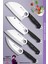 Sürmene Serisi Outdoor Bıçak Kamp Bıçağı Mutfak Şef Bıçak Bıçağı Deri Kılıflı 4 Lü Set Siyah (Out-011) 5