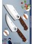 Sürmene Serisi Outdoor Bıçak Kamp Bıçağı Mutfak Şef Bıçak Bıçağı Deri Kılıflı 2 Li Set Kahverengi (Out-007) 5