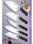 Sürmene Serisi Outdoor Bıçak Kamp Bıçağı Mutfak Şef Bıçak Bıçağı Deri Kılıflı 5 Li Set Siyah (Out-012) 5