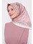 Pembe Varak Desenli Twill Ipek Eşarp 2