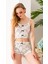 Kadın Kedi Desenli Atlet Şort Pijama Takımı Beyaz - 25Y 10041 6