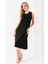 Kadın Bisiklet Yaka Kolsuz Yırtmaçlı Elbise Siyah - 25Y 6267 7