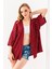 Kadın Yarım Kol Çizgili Bürümcük Kimono Bordo - 254406 6