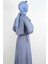 Tesettür Viskon Takım Üst Fermuar Ceketli Elbise Mavi 3