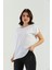 Beyaz Omuz Örgülü Kadın Tişört 2