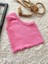 Pembe Bebek Çocuk Fitilli Ribana Tek Kol Crop Üst 3