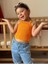 Turuncu Bebek Fitilli Ribana Crop Body 2