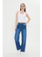 Koyu Mavi Yıkamalı Yüksek Bel Straight Fit Jean Mavi 1
