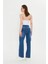 Koyu Mavi Yıkamalı Yüksek Bel Straight Fit Jean Mavi 5