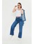 Koyu Mavi Yıkamalı Yüksek Bel Straight Fit Jean Mavi 6