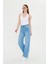 Buz Mavi Beş Cepli Palazzo Denim Pantolon 3