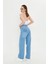 Buz Mavi Beş Cepli Palazzo Denim Pantolon 6