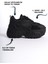 Siyah Fileli Geliştirilmiş Comfort Taban Bağcıklı Günlük Kadın Sneaker Spor Ayakkabı 2