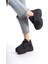 Siyah Fileli Geliştirilmiş Comfort Taban Bağcıklı Günlük Kadın Sneaker Spor Ayakkabı 4