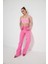 Pembe Yuksek Bel Likrasız Palazzo Jean 2