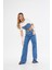 Buz Mavisi Yüksek Bel Wide Leg Geniş Yırtmaçlı Paça Jean 3