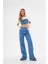 Buz Mavisi Yüksek Bel Wide Leg Geniş Yırtmaçlı Paça Jean 5