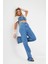 Buz Mavisi Yüksek Bel Wide Leg Geniş Yırtmaçlı Paça Jean 8