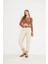 Bej Yüksek Bel Mom Jeans Likralı Esnek Kot Pantolon 5