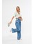 Koyu Mavi Yüksek Bel Wide Leg Geniş Paça Jean 5