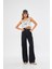 Siyah Yüksek Bel Kemer Detaylı Wide Leg Jeans 1