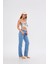 Kadin Snow Kot Rengi Orta Bel Denim Pantolon 3
