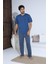 Erkek 70034 Kısa Kol Yaka Düğmeli Pijama Takımı Mavi 2