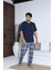 Erkek 70042 Kısa Kol Yaka Düğmeli Pijama Takımı Lacivert 1