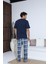 Erkek 70042 Kısa Kol Yaka Düğmeli Pijama Takımı Lacivert 2
