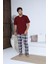 Erkek 70031 Kısa Kol Yaka Düğmeli Pijama Takımı Bordo 1