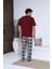 Erkek 70031 Kısa Kol Yaka Düğmeli Pijama Takımı Bordo 2
