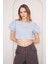Kısa Kollu Fermuarlı Denim Crop 4
