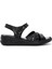 Kadın Siyah Bilekten Bantlı Deri Comfort Sandalet 25SFD320618 1